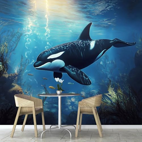 ANALTIRCE Wandbild Tapete Wal Unterwasser Tapeten 400×280cm Foto Tapete Schlafzimmer Wohnzimmer，Moderne Meereslebewesen Bildtapete 3d Effekt Wandtapete