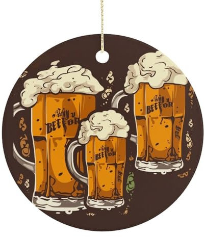 Bier-Weihnachtsdekoration, rund, Porzellan-Dekorationen, Weihnachtsbaum, hängende Ornamente, Keramik, Weihnachtsbaumschmuck, Festivel, Freundschaftsgeschenke für Familie, Andenken