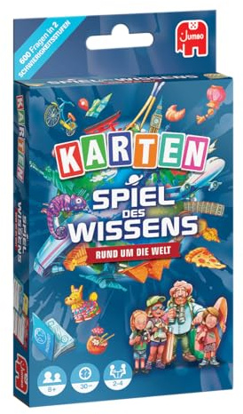 Jumbo Spiel des Wissens - Rund um die Welt Kartenspiel | Das beliebte Quiz als Kartenspiel, 2-4 Spieler, ab 8 Jahren
