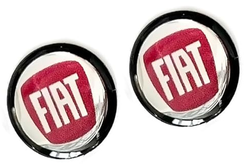 2 Stück Aufkleber 15mm Diameter mit Logo für FIAT. Sticker mit Emblem. Mit einem transparent Silikonshutz. (15mm 2St. Schwarz - Weiß - Rot epoxy)