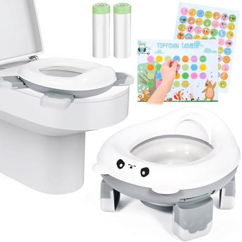 Vautvis Töpfchen Toilettensitz Kinder, Töpfchen für Unterwegs, Kindsgut Töpfchen, Kindertoilette Anti Rutsch, Baby Töpfchen ab 1 2 Jahr, Reisetöpfchen mit Reisetasche und Einweg Liner Müllsäcke
