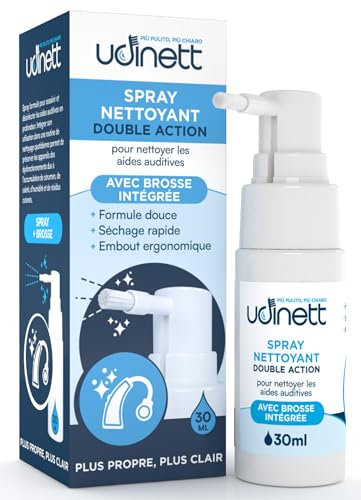 Hearing Aid Cleaning Spray 30ml with Integrated Brush Udinett Alcohol-Free Sanitizer Eliminates Dirt and Earwax for Cleaning Earphones Bluetooth Headphones Delicate Formula Quick Drying