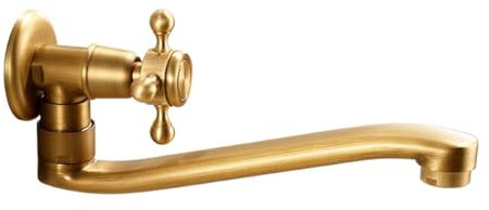 XSDSM Grifo Fregadero Pared Vintage Giratorio 180° para Grifo Agua Fria Pared Monomando de Cobre G1/2, Color Antiguo