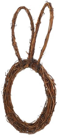 ibasenice Hasenkranz Aus Rattan Für Osterdekoration Handgefertigt Blumenkranz in Hasenform Rattan-Girlande Für Haustür Frühlingshasedekor Für Party