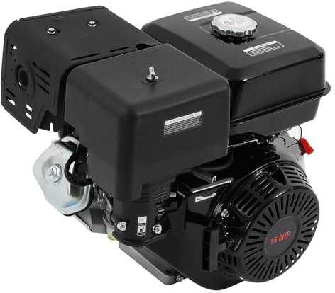ACROSSPART 15 PS 4-Takt Benzinmotor, 420ccm Industriemotor, Luftgekühlter Einzylinder-Gokart Motor, Antriebsmotor Schwerlastmotor 3000-3600 U/min, Benzinmotor für Pumpen, Landwirtschaftliche (Schwarz)