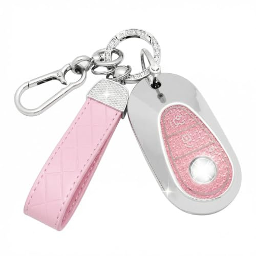 SparkleJoy Autoschlüssel Hülle Glitzer Schlüsselanhänger für Mercedes Benz | 3 Tasten Rosa Schlüsselhülle für Mercedes Benz C/E/G/S Klasse W223 W206 S300 S350 S400 S450 S350L S400L S450L S500L,TPU Cover