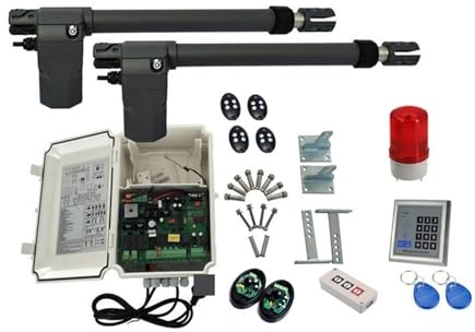 Electric Gate Opener Kit, AC Motor 400 Kg Double Arm Electric Automatic Swing Door Motor Door Opener Photoelectric Tube Light Keyboard(Kit 2)