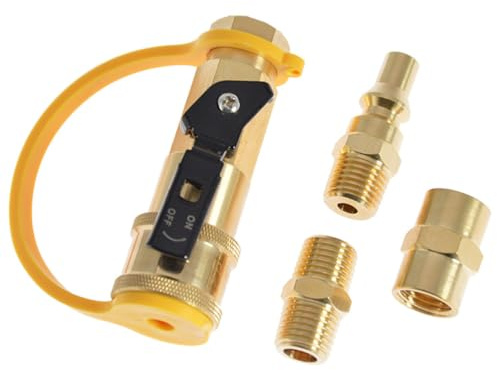 DOITOOL 4 Stück RV Flüssiggas Schnellkupplung 1/4 Zoll Absperrventil für Flüssiggasschlauch Sechskant Steckverbinder Set