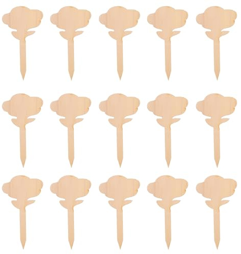 TOBBOMEY 50 pezzi Etichette Piante da Giardino in Legno Forma di Fiore Marcatori Resistenti per Piante e Orto Esterno Design Creativo Sicuri e Durevoli per Giardinaggio e Serra