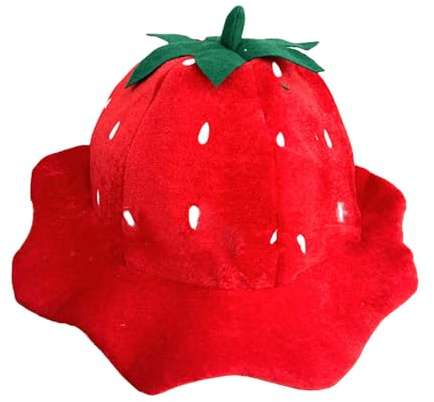 PURPLELILY Plüsch Erdbeere Obst Hut Kopfbedeckung für Themenpartys Foto Requisiten Karneval Cosplay Halloween Erdbeere Cosplay Cartoon Hüte für Erwachsene