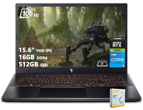 Acer Nitro V 15 Gaming Laptop | 15.6 pulgadas FHD IPS 165Hz | Intel 8-Core i5-13420H | 16GB DDR4 512GB SSD | GeForce RTX 5050 DLSS4 (hasta 440 tapas AI) | Teclado retroiluminado Win11 con accesorio