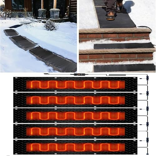 LziXan Schneeschmelzmatte – rutschfeste Gummimatte for Außentreppen, Türen und Einfahrten – Lösung for Schmelzen von Schnee und EIS(40x120cmx5Pcs)