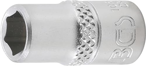 BGS 10654 | Steckschlüssel-Einsatz Sechskant | 6,3 mm (1/4) | SW 9/32 | Antrieb Innenvierkant 6,3 mm (1/4) | Pro Torque® (Sechskant) | Chrom-Vanadium-Stahl | verchromt, matt | mit Rändelung