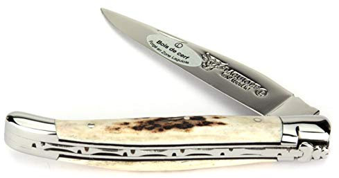 Laguiole en Aubrac Taschenmesser L0211BCIFI 11 cm, Griffschalen Hirschhorn, Klinge 9 cm glänzend, Backen glänzend
