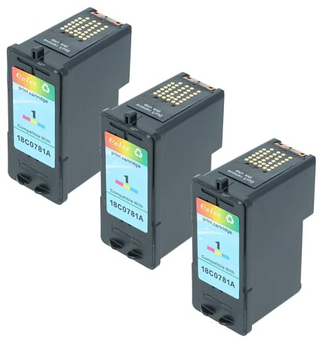 vhbw 3X Tintenpatronen kompatibel mit Lexmark X2450 | X2470, X2330, X2350, X2310, X2315, X3480, Z730, X3450, X3470 Drucker - CMY (Wiederaufgefüllt)