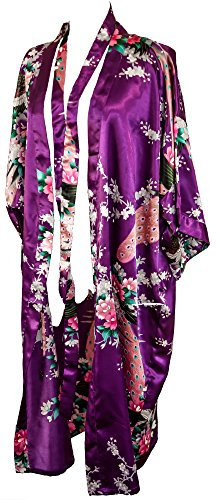 CCcollections Motif Paon et Fleurs, 16 Couleurs différentes, Lingerie, Nuisette, Robe de Chambre, Demoiselle d'honneur, Enterrement de Vie de Jeune Fille (Violet Foncé (Dark Purple)), taille unique