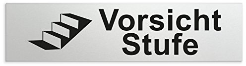 Türschilder24 Aluminium Türschild Vorsicht Stufe 160 x 40 x 1,5mm (Oberfläche veredelt) • Selbstklebend