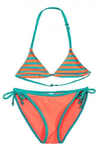 La-V Mädchen Triangel Bikini Zweiteilig Orange-Türkis/Größe 164/170
