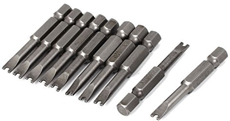 sourcing map Magnetic 6mm Tip U6 Metal U Shaped Screwdriver Bits Gray 10pcs