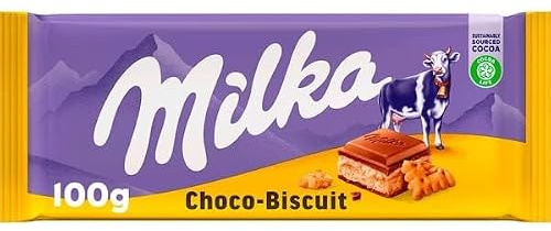 Chocolat Milka | Barre De Chocolat Choco-Biscuit | Milka Chocolat | Milka Tablette | 100 Gramme Total