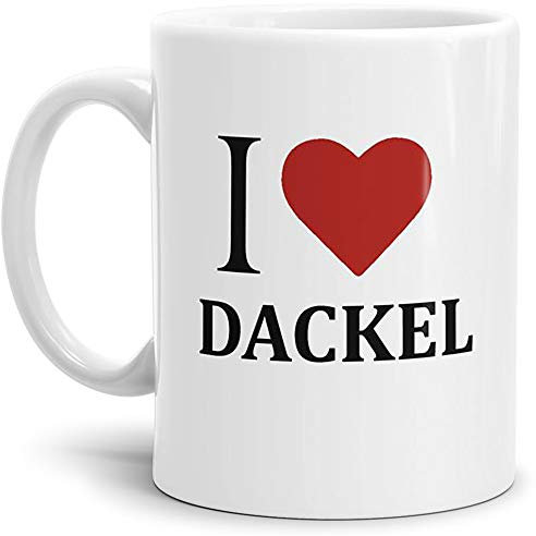 Tasse mit Spruch/Motiv/Design - Kaffeetasse Teetasse Mug Cup I Love Dackel - Qualität Made in Germany