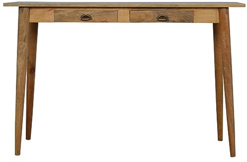 Artisan Furniture Nordic Styled Writing Desk with 2 Drawers, Wood, Oak-ish Finish
