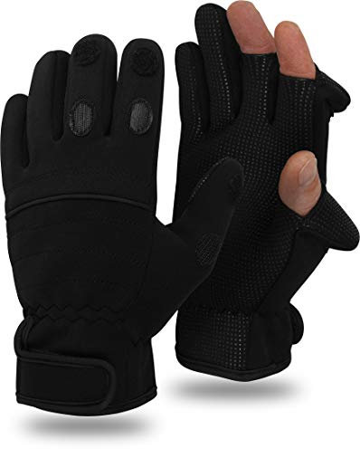 Storfisk fishing & more Herren Thermo Angelhandschuhe mit klappbaren Fingerkuppen, elastisches Neopren, Größe:M