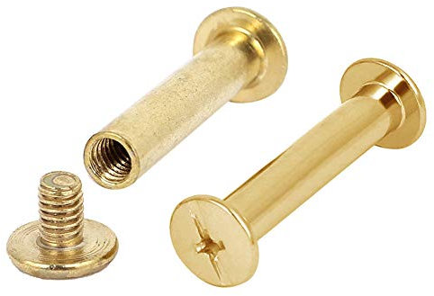 INCREWAY - Set di 30 viti Chicago per rilegatura, 5 mm x 25 mm, placcate ottone, color ottone