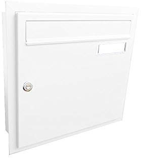 A-01 Unterputz Briefkasten Verkehrsweiß (RAL 9016) mit Namensschild - LETTERBOX24.de