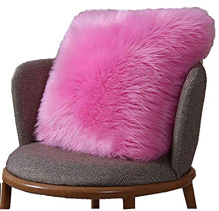 Ivie Kissenbezug aus mongolischem Kunstfell, für Sofa, Deluxe, dekorative Serie, Merino-Optik, super weiches Plüsch, 45,7 x 45,7 cm, 50,8 x 50,8 cm (Rosa, 50,8 x 50,8 cm)