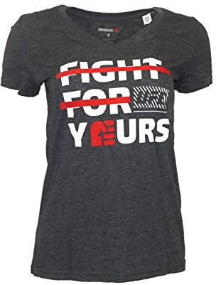 Reebok UFC Damen Schwarz UFAN Fight for Yours Triblend V-Ausschnitt T-Shirt AH9319