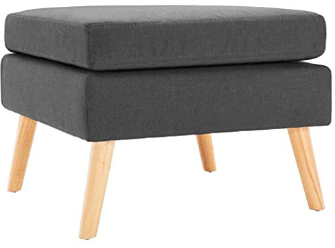 vidaXL Repose-Pied Tabouret de Salon Repose-Pied de Salle de Séjour Meuble de Salon Pouf de Salle de Séjour Maison Intérieur Gris Foncé Tissu