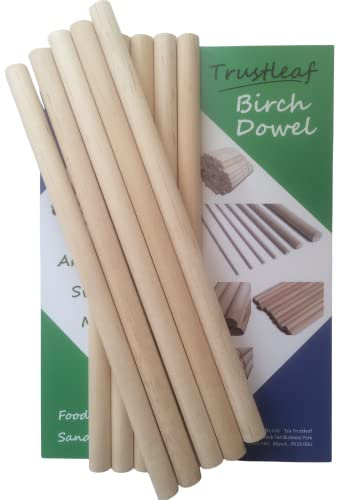 Trustleaf Lot de 10 chevilles en bois de bouleau 16 mm x 30 cm