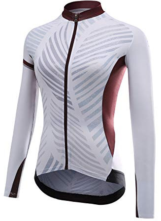 Santic Cycling Jersey Women Long Sleeve Cycling top Ladies Bike Shirt for Women Breathable EU XS White