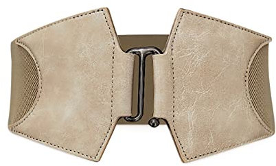 LumiSyne Damen Breit Elastischer Gürtel Ledergürtel Stretch Taillengürtel Legierung Haken Schnalle Design Gummiband Vintage Hüftgurt Für Anzugkleid Kleid Hemd