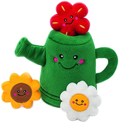 ZippyPaws Zippy Burrow Interactive Dog Toys - Hide and Seek Dog Toys and Puppy Toys, Colorful Squeaky Dog Toys and Plush Dog Puzzles, Watering Can