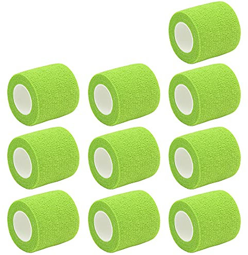 Mintice 10 Rollen Selbstklebender Bandage Elastische Selbsthaftende Cohesive Fixierbinde Kohäsive Verband Fingerverband Wundverband 5cm * 4,5m Gras-Grün
