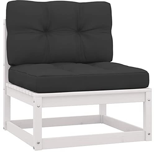 vidaXL Mittelsofa für den Garten, Anthrazit, Weiß, Kiefer massiv