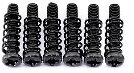 Musiclily Pro Metrisch M3x16mm Stahl Saitenreiter Intonations Schrauben und Federn Set für Import Strat Stil E-Gitarre Tremolo Brücke, Schwarz (6er Set)