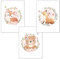 Lot de 3 affiches posters décoratifs format A4 - chambre enfant bébé - Décoration fille - Motif biche ourson et renard mignon - Idée cadeau Naissance - Thème animaux - Impression haute qualité