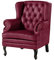 MASSIVMOEBEL24.DE | Chesterfield Ohrensessel aus Echtleder #401 | aus echtem Büffel-Leder - Rot | 88x81x105 cm | mit Nieten | Lounge-Sessel Sofasessel Relaxsessel