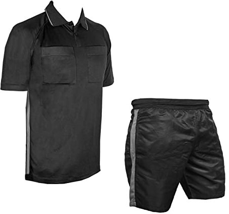 Soccer Football Referee Kit Shirt & Shorts Sportswear Clothing Rugby Hockey Men (Medium)