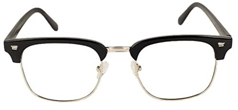 iB-iP Damen Retro Halbrand Klassische Mode Klare Linse Brillen, Größe: Einheitsgröße, Schwarz