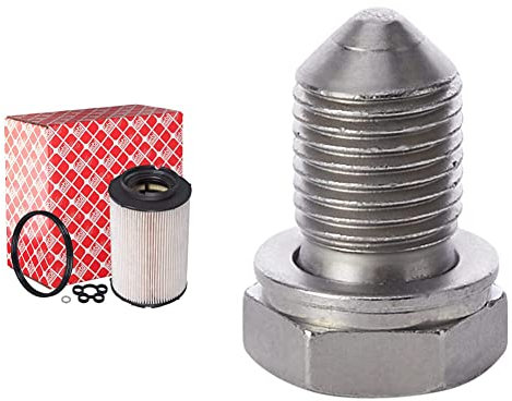 febi bilstein 26566 Kraftstofffilter mit Dichtringen, 1 Stück & 48871 Ölablassschraube mit Dichtring, 1 Stück
