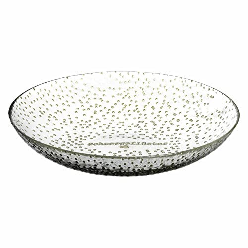 Leonardo Candela Deko-Schale 'Schneegeflüster', ø 32 cm, Weihnachtliche Glas-Schale mit goldenen Schneeflocken, Geeignet für Obst Plätzchen Stollen Nüsse Kerzen, Handwäsche