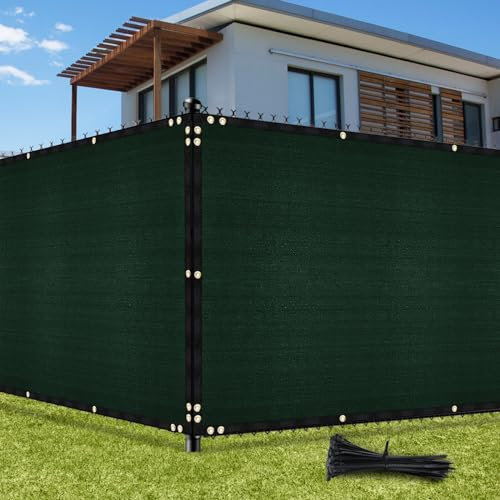UIRWAY Rouleau Brise vue Occultant Vert Cloture 1,8m x 10m, 170g/m² HDPE Toile Traité Anti-UV Avec Fixation Liens pour Clôtures Jardin, Terrasse, Balcon(Vert)