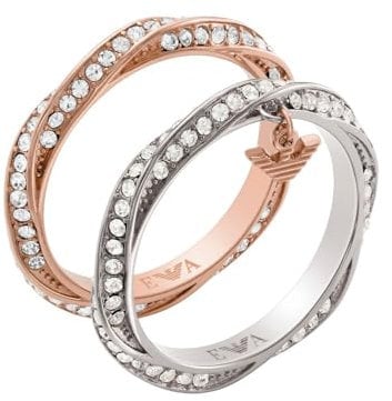 EMPORIO ARMANI Damen Ring set, Rose Gold-Tone und zwei-Tone Edelstahl Band, EGS3024SET6.5