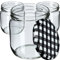 KADAX Lot de 12 pots à confiture avec couvercle à visser, 425 ml, bocaux de conservation pour confitures, confitures, miel, carreaux noirs