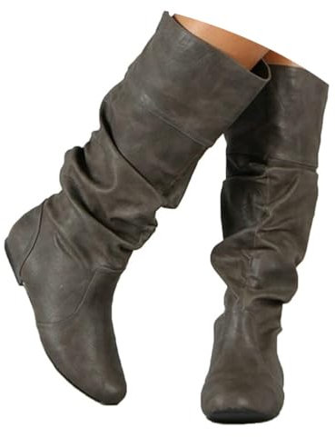 ticticlily Stivali Alti Donna Vintage Caldo Scarpe Elegante Invernali Comodi Moda Scarponcino Scarpe Boots Caviglia Piatto Stivaletti A Grigio 41 EU