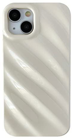 Caseative Coque pour iPhone 11, motif ondulé, protection d'objectif d'appareil photo (blanc)